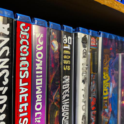 A variety of PS5 games on sale at a pawn shop.